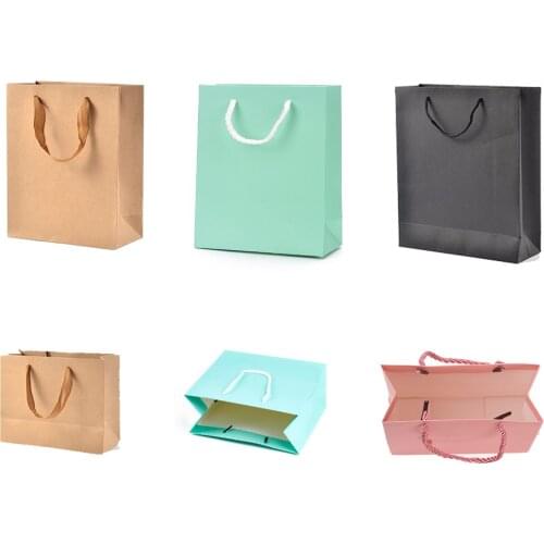 10pcs High Quality Rectangle Kraft Paper Pouches Gifts Bag with Nylon Thread Handle Fashionable Party Shoes Gift Shopping Bags