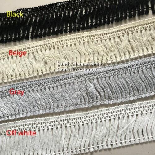 10Yard/Lot Handmade DIY Cotton Lace Trim Tassel Fringe Beige Clothing Curtain Table Sweater Ribbon 6CM Wide Home Decorative