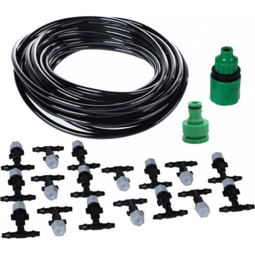15M Gardening irrigationn Tubing Hose Pipe Irrigation Gardeners Greenhouse Cooling Suite Plant Watering Drip Kit Atomizing Nozz