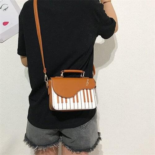 2021 spring and summer fashion color contrast embroidery small square bag versatile girl sweet personality piano notes small sat