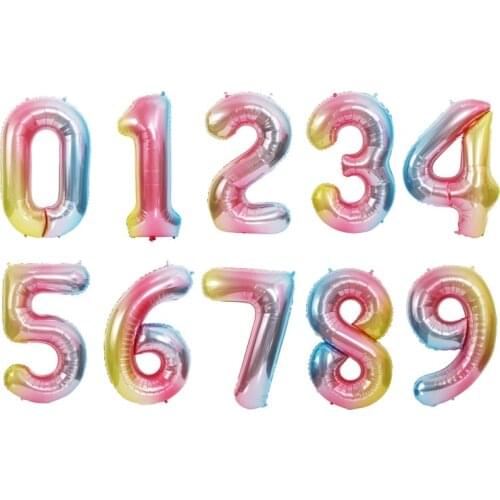 40 Inch Big Size Rainbow Number Balloon Birthday Wedding Party Decorations Aluminum Foil Balloons Kid Boy Baby Shower