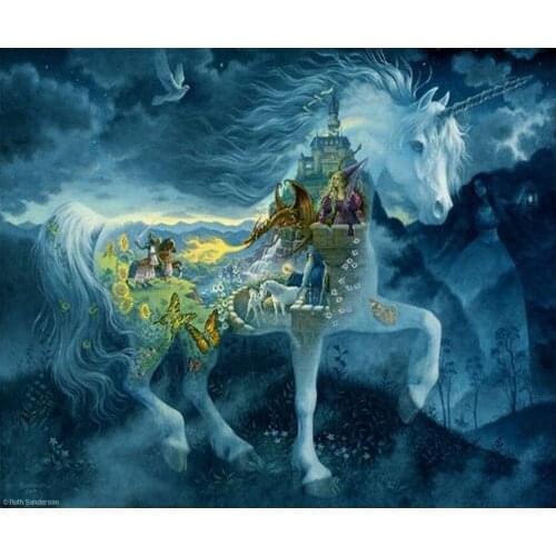 50x40cm Full Diamond embroidery"fantasy Unicorn"diamond Painting Cross Stitch square Rhinestone Mosaic crystal diamond pictures
