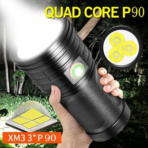 6000 Lumens XM3 P90 3-Modes LED USB Rechargeable Flashlight Torch 4x18650 Light Input/Output 5V/1A Power Bank For Mobile phone