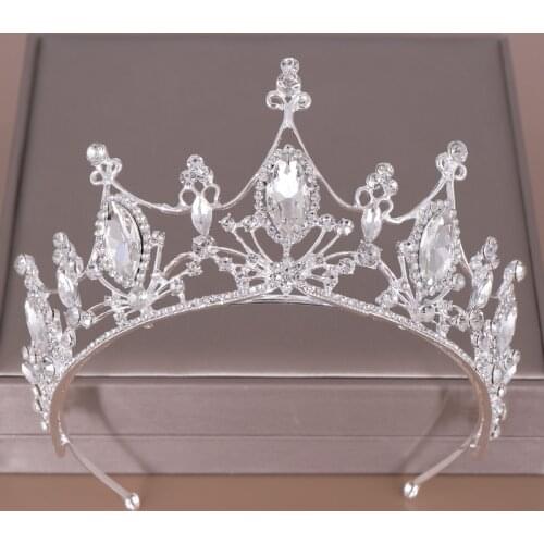 AiliBride Tiara Baroque Crystal Wedding Crown Queen Bridal Diadem Decorative Headpiece Hair Jewelry Wedding Hair Accessories