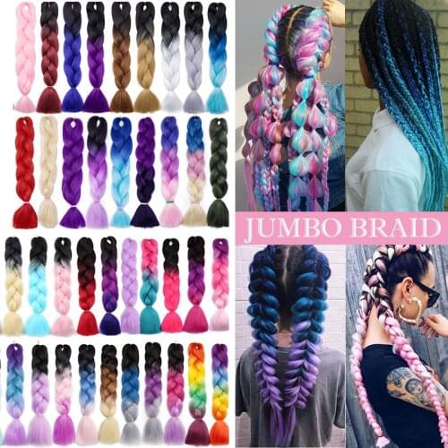 Benahair 24' Single Ombre Color Glowing For Hair Wholesale Synthetic Hair Extension Twist Jumbo Braiding Hair For Girl Woman