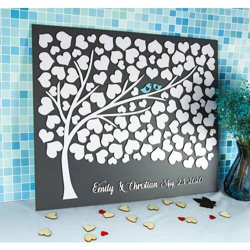 Wooden Guestbook Alternative Personalized Guest Books Wedding Sign Rustic Guest Book Tree with Bird Unique Entrance Signature