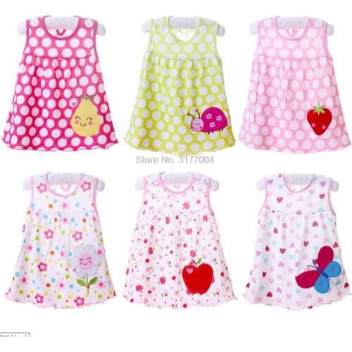 DHL 100pcs Newborn Baby Summer Dresses Girls O-neck Sleeveless Cotton Princess Mini Dress Child Cute Pattern Decor Dot Clothes