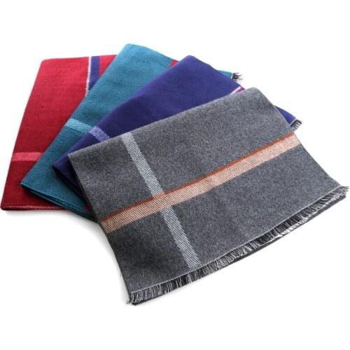 [DIFANNI] Brand Winter Scarf Men Chic Striped Cashmere Scarf Fashion Designer Shawl Bussiness Casual Scarves