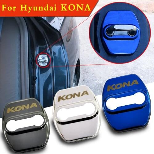 FLYJ 4PCS Car Door Lock Car sticker cover Protect Buckle Cover car Accessories For Hyundai KONA