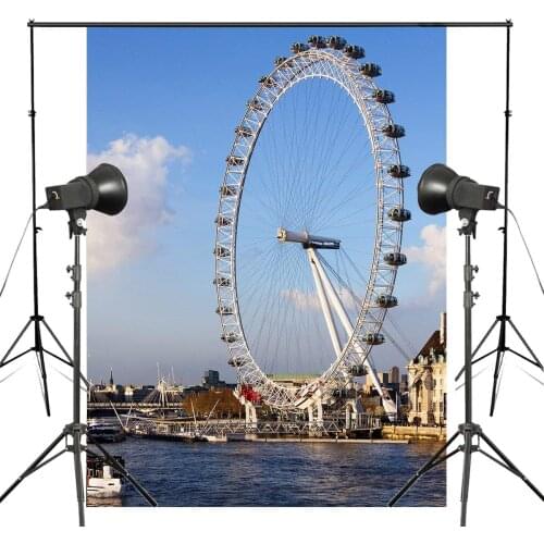 150x220cm London Eye Photography Background Ferris Wheel Backdrop Studio Props Wall Water Photography Backdrop