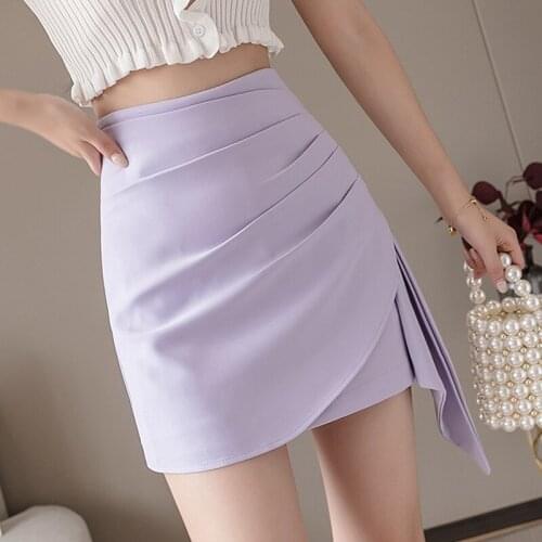 Harajuku Irregular Mini Skirts Womens 2021 Summer High Waist Skirts Plus Size Black Pleated Skirt jupe femme