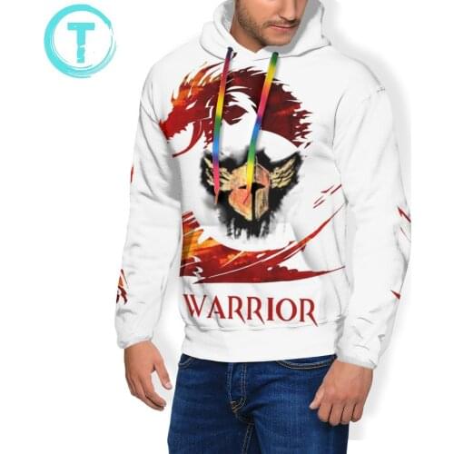Guild Wars 2 Hoodie Guild Wars 2 Warrior Hoodies Casual Streetwear Pullover Hoodie Polyester Mens Blue Hoodies