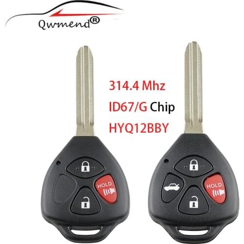 For Toyota Key HYQ12BBY 3+1Buttons Remote Car Key for Toyota Camry 2007-2010 for Toyota Camry Key for Car 314Mhz 4D67 Chip