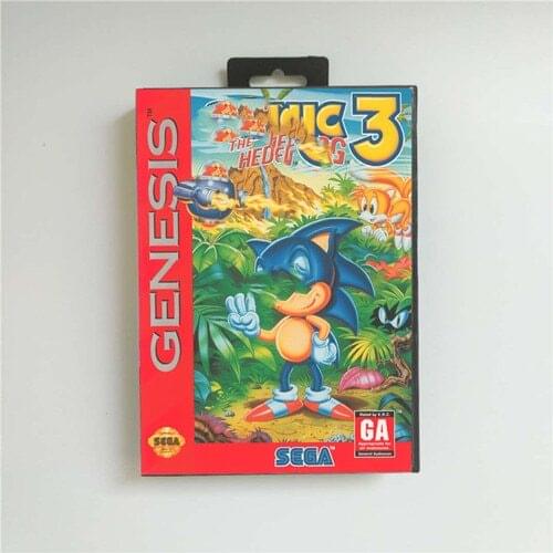 Soniced Game the Hedgehog 3 - USA Cover With Retail Box 16 Bit MD Game Card for Sega Megadrive Genesis Video Game Console