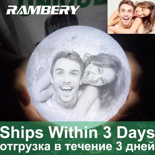 Customized Photo Moon Lamp Personalized Kids Wifes Gifts Night Light USB Charging Tap Control 2/3 Colors Lunar Light