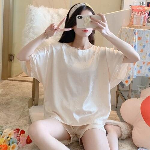 Women Pajamas Set 2PCS Nightwear Short Sleeve Sleepwear Milk Silk lovely Pajama Top Shorts Clothes Homewear Lounge Sets Ladies