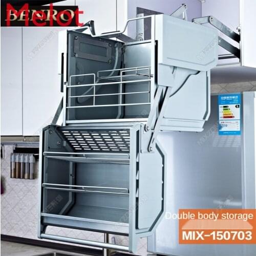 Basket for Hanging Wall Case Double-Body Storage Refrigerator Top Cabinet Lower Basket Kitchen Cabinet Buffer Lifting Basket
