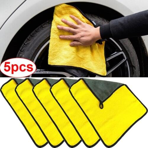 Microfiber Auto Washing Towel Car Cleaning Thicken Water Absorption Drying Cloth Auto Wiping Absorbent Cloth Car Towels 1-5pcs