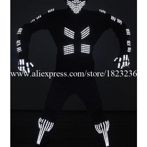 Fashion LED Luminous Costume Kneepad Mask Gloves Ballroom Dance Wear Stage Props For Party KTV Nightclub Show