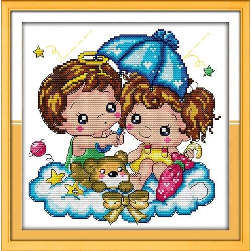 Feelings In The Rain cross stitch kit DMC stamped aida 18ct 14ct 11ct cloth counted canvas set stitches embroidery handmade
