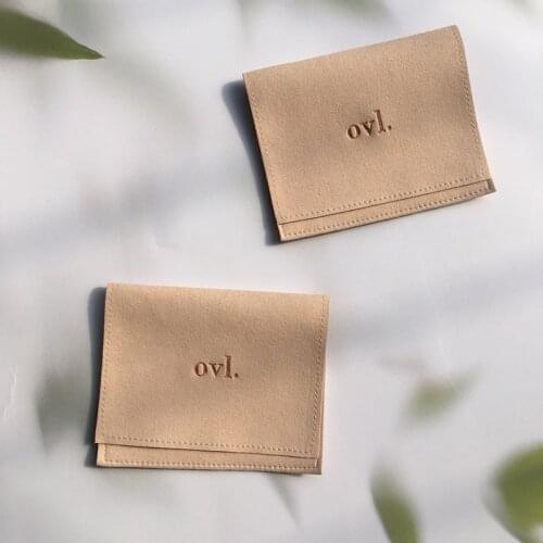 Wholesale 500pcs/lot Custom Logo Printed Envelope Flap Microfiber jewelry pouches flap suede jewerly gift packaging bags