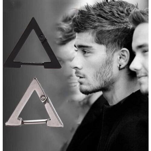 Punk Triangle Unisex Punk Rock Earrings Stainless Steel Women Men Stud Earring Pierced Push-Back Ear Plug Jewelry Gift