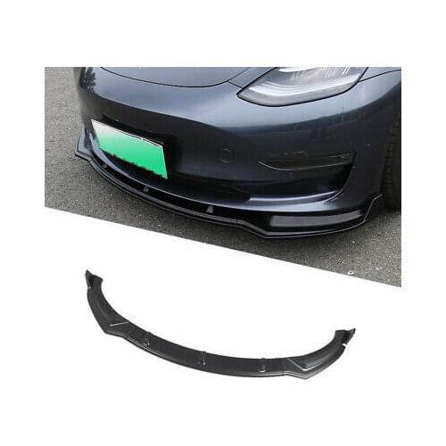 ABS Matte Black Front Bumper Lip Body Kit Spoiler 3pcs For Tesla Model 3 18-20