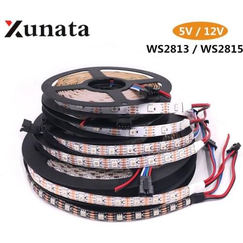 DC 5V WS2813 led pixel strip Dual-signal 30/60/144,WS2815 12V (WS2812B) RGB LED Pixels Strip Light Individually Addressable1m 5m