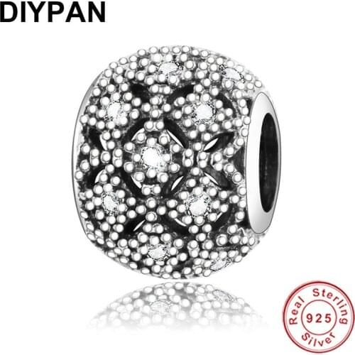 Fit Original Pandora Charms Bracelet 925 Silver Beads Pave Clear Zircon Charms Women DIY Jewelry Making Berloque