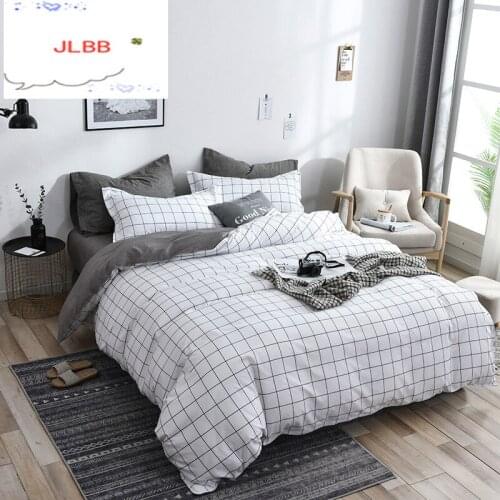 Bed Linens Home Textile Black Plaid Printed Duvet Cover Pillowcase Bed Sheet Simple Boy Girls Bedding Sets 3/4Pcs Single Double