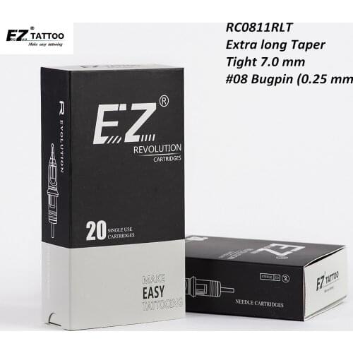 RC0811RLT EZ Revolution Tattoo Cartridge Needles Round Liner #08 Bugpin for Rotary Cartridge Tattoo Machine Supply 20 pcs/Box