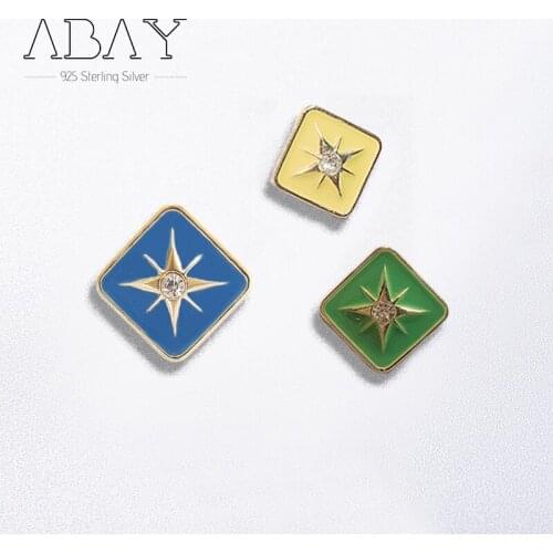 925 Sterling Silver Pin Earrings are unusual,Xingmang square temperament simple, versatile autumn and winter new earrings