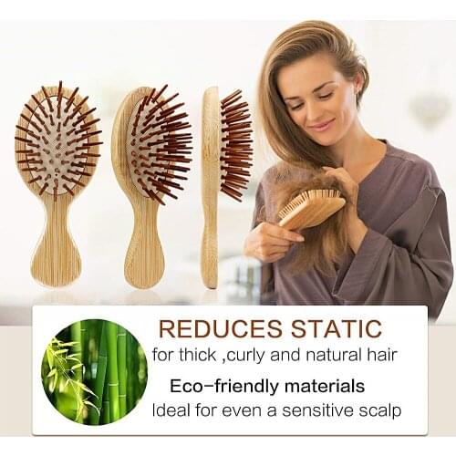 Hair Brush Scalp Massage Comb Hairbrush Bristle&Nylon Women Wet Curly Detangle Bamboo Comb for Salon Hairdressing Styling Tools