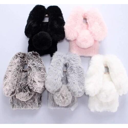 3D Rabbit Bunny Toy Case for Samsung Galaxy A3 A5 A7 J1 J3 J5 J7Prime 2015 2016 2017 High Quality Artificial Cony Hair TPU Cover