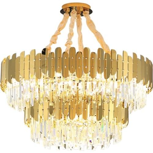 Light Luxury Atmosphere Home Crystal Lamp Post Modern Minimalist Living Room Chandelier Duplex Building Villa Dining Bedroom