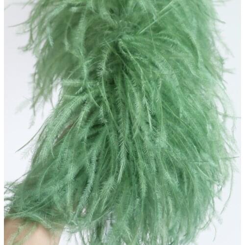 Vanilla green 100% Ostrich Feather Boa 50CM Natural Ostrich Feather ON Ribbon Wedding Dress/skirt Decoration Plumes for crafts