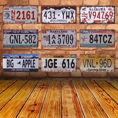Vintage Home Decor Tin Sign Bar Garage Decorative Tintin Metal Style Painting Plate Plaque US Car License Plate Pub Signs C20