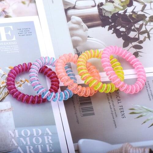 High Elasticity Colorful Telephone Wire Line Bracelets Rubber Band Hair Ties Rope Ponytail Holder Hair Gum Rubber