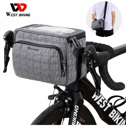 WEST BIKING Bicycle Handlebar Bag Waterproof Big Capacity Front Tube Bag MTB Frame Trunk Bike Pannier Cycling Accessories