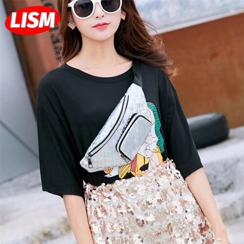 Womens Travel Handbag Laser Waist Bags Girls Colorful Slim Shiny Shoulder Fanny Pack Hip Bag Waterproof Belt Pouch