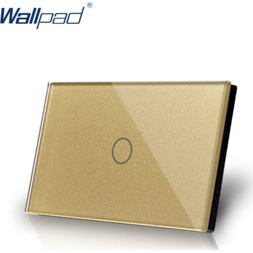 1 Gang 1 Way US/AU Standard Wallpad Touch Switch Touch Screen On/ Off Switches Light Switch Gold Crystal Glass Panel 112*72mm