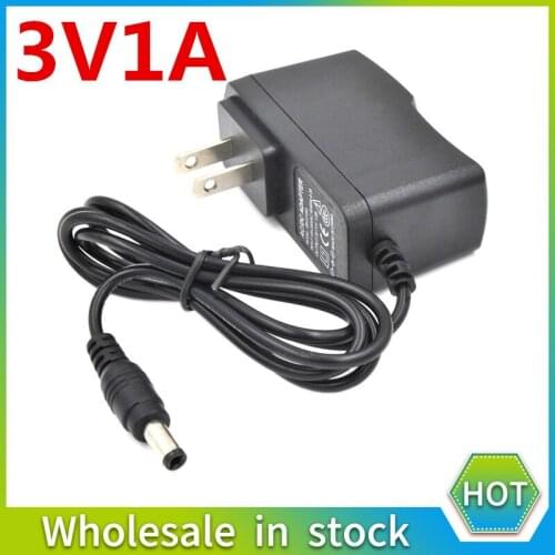 1pcs 100-240V AC to DC Power Adapter Supply Charger adapter 3V1A US EU Plug 5.5mm x 2.5mm/2.1mm 3V 1A DC Plug