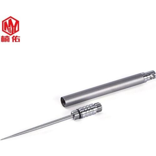 1PC Titanium Toothpick With Toothpick Holder Portable EDC Pure Fruit Fork Outdooer Self-defense Tool Keychain Key Ring Pendant