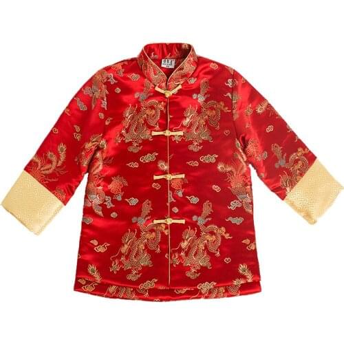 2019 Chinese Traditional Tang Baby Boys Coats Quilted Children Jacket Outfits Top Quality China Dress School Costume Embroidery