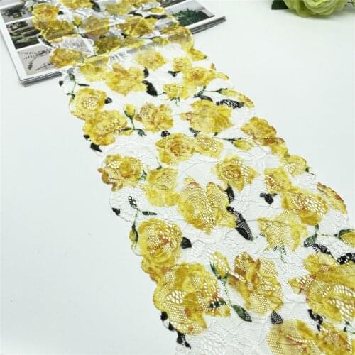 3y/Lot Width 17.8cm Yellow Floral Stretch Lace Trim DIY Craft Sewing Supplies Skirt Hem Decoration Accessory Dolls Bjd Underware