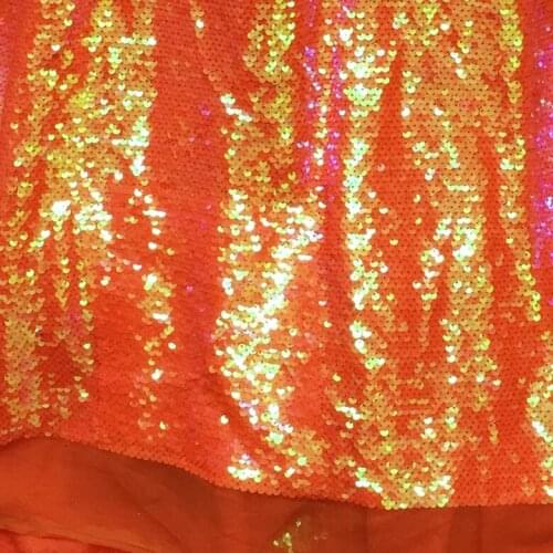 3Yards Orange Color Sequin Fabric For Dress Clothes DIY Fabric Costume Material Celebration Background Decors Width 130cm