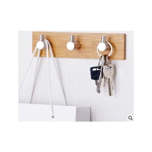 30pc Rustproof Wholesale Adhesive Wall Hooks Nail Free Hanger Heavy Duty Wall Hooks Stainless Steel Bamboo Clothes Hanger Hook