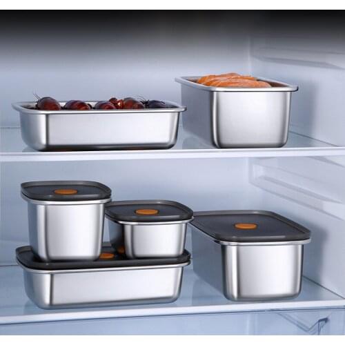 304 Stainless Steel Lunch Box Food Storage Container Is Suitable for Kitchen Food Storage Picnic Tableware Can Be Heated And Low
