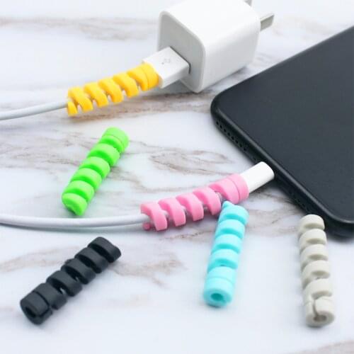 5pcs Spiral Line Cover Desktop Set Cord Line Earphone Desktop w48 Wire Holder Winder