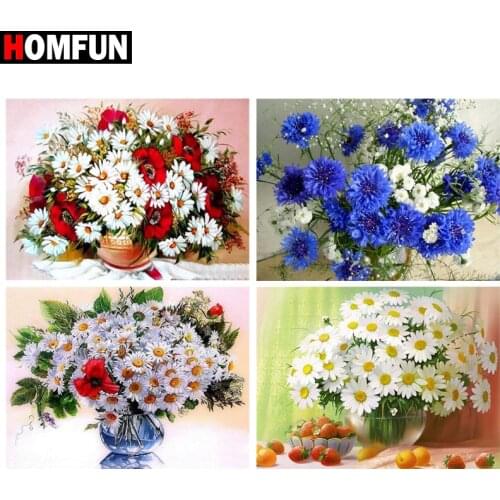 HOMFUN Diy Full Square Round Drill 5D Diamond Painting Cross Stitch Diamond Embroidery "Flower landscape" Home Decor Gift